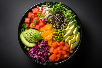 Healthy food bowl high angle view. Vegan food concept.