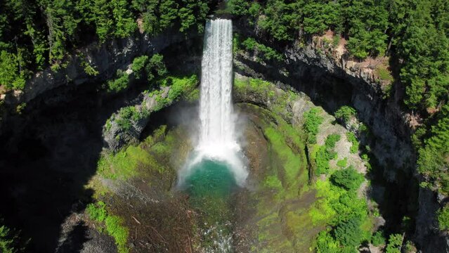 Backwards Drone Shot of Brandywine Falls Waterfall