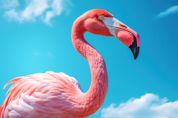 Standing pink flamingo