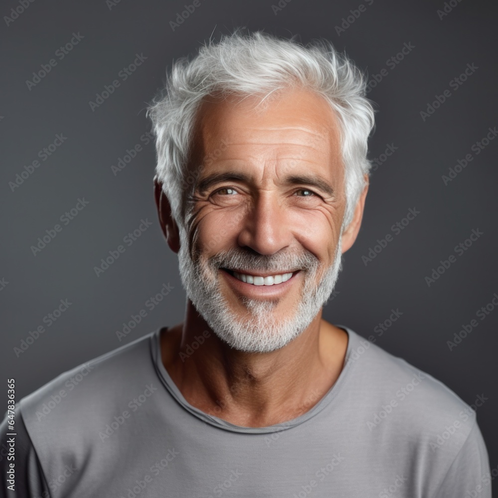 Wall mural a gray older man with white hair and a smile