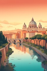 Rome retro city poster  - obrazy, fototapety, plakaty