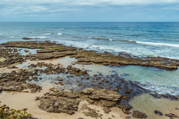 Landscape of the Portuguese coast at Porto Barril beach at low tide, Ericeira - Mafra PORTUGAL