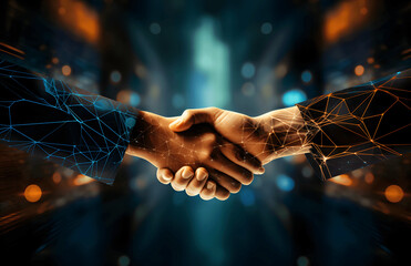 Business people shaking hands after a deal - partnership, teamwork and success concept
