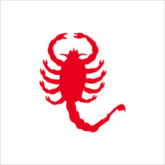 Obraz premium vector illustration of red scorpion silhouette