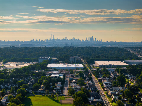 Distant NYC Skyline from Suburbs of Clifton