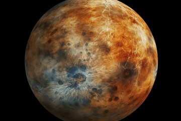 A standalone representation of the planet Mercury against a transparent background. Generative AI