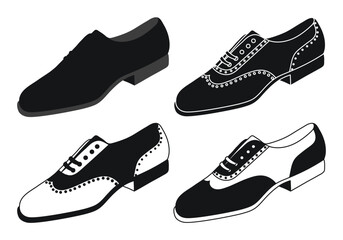 Vector image of a silhouette of a pair of mens shoes. Low shoes