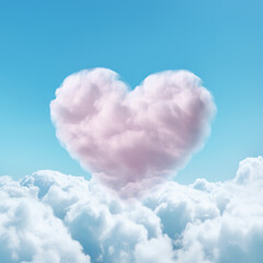 Heart painted as clouds in the blue sky, with space for text