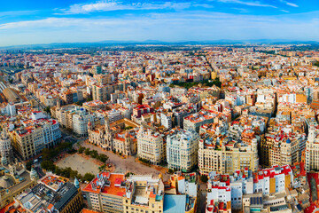 Valencia city aerial panoramic view in Spain - 647842356