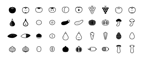 秋の野菜果物アイコン