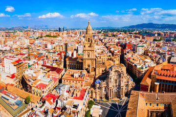 Saint Mary Cathedral aerial panoramic view in Murcia - 647843751