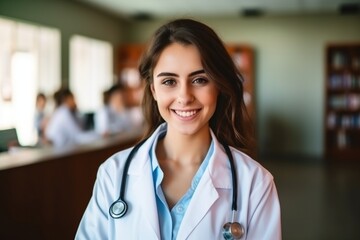 a portrait of a junior doctor in a hospital