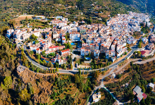 Lanjaron aerial panoramic view, Alpujarras in Spain