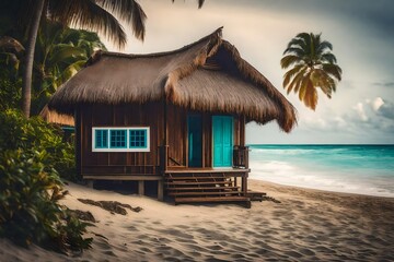 hut on the beach, generative AI