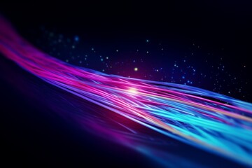Colorful optic fiber electrical cables wires neon waves lines abstract 3d ai design background pattern glow colored streams information optical connection internet web multicolor data led technology