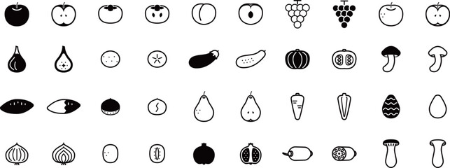 秋の野菜果物アイコン