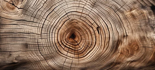 Zelfklevend Fotobehang Cut of a Elm tree texture. Elm Wood texture background. Horizontal format banners poster. Texture background photo AI generated © Magiurg