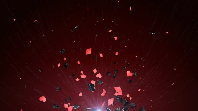 Flying French Card Symbols Animation, Poker Seeds, Background, Loop
