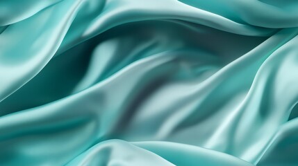 Obraz premium Aquamarine silk satin elegance. Soft waves on shiny fabric. Perfect for celebrations.