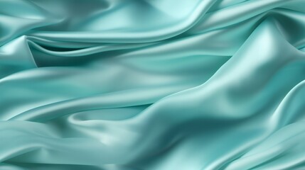 Fototapeta premium Aquamarine satin dreams. Soft waves on fabric. Luxury at its finest.
