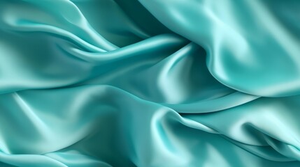 Obraz premium Aquamarine silk elegance. Wavy soft and shiny. A designer's backdrop.