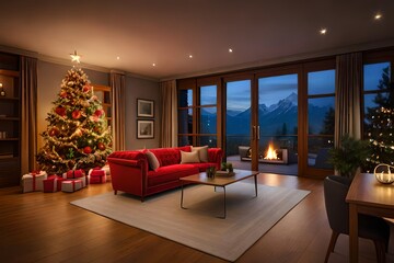 living room with christmas decoration