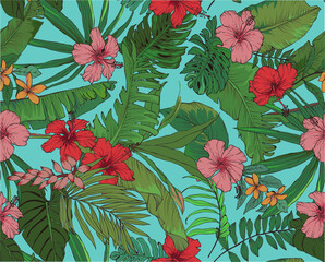 tropic summer floral background