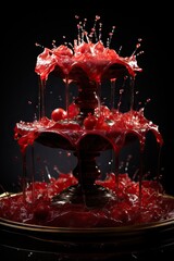 red fountain with a red effect using red icing or food coloring.