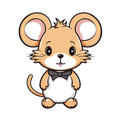 Mouse tshirt design graphic, cute happy kawaii style, clear outline