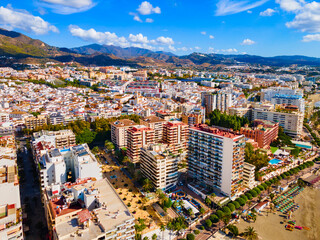Marbella city aerial panoramic view in Spain