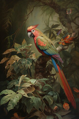 Wild birds, macaw. created by AI