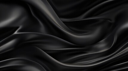 Black satin allure. Deep waves on luxurious fabric. Timeless elegance for design. Perfect for premium backgrounds. - obrazy, fototapety, plakaty
