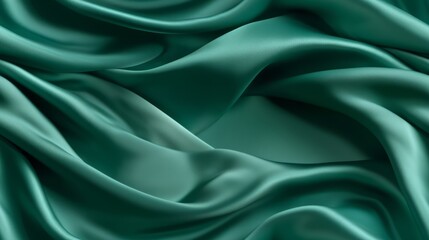 Obraz premium Emerald fabric wonder. Gentle waves on a shiny surface. Celebrate design with grace. Dive into elegance.