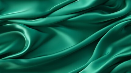Obraz premium Emerald fabric magic. Gentle waves on a shiny surface. Celebrate design with style. Dive into luxury.