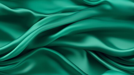 Fototapeta premium Dive into emerald beauty. Waves of satin luxury. Perfect for festive designs. A touch of class.