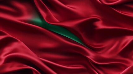 Fototapeta premium Radiant Emerald Meets Fiery Red. Satin Waves of Passion and Calm.