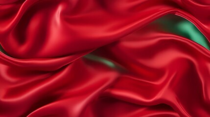 Obraz premium Panorama of Emerald and Red. Lustrous Waves of Beauty. Celebrate with Dual Tones.