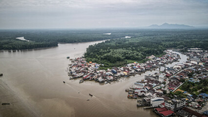 The aerial view of Kuala Sepetang in Malaysia