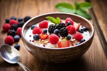 Yogurt bowl with berries. Generative AI