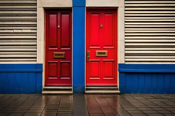 red and blue doors