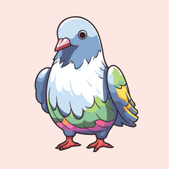 Pigeon tshirt design graphic, cute happy kawaii style