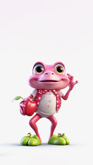 Obraz premium Little 3d FROG character holding red apple
