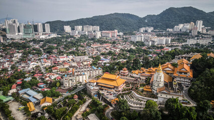 Fototapeta na wymiar The aerial view of Penang Island in Malaysia