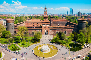Sforza Castle in Milan, Italy - 647851525
