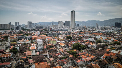 The aerial view of Penang Island in Malaysia