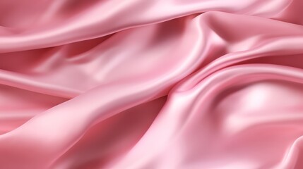 Obraz premium Pink satin panorama. Lustrous luxury. Perfect for sophisticated occasions. Waves of love's beauty.