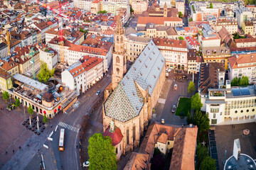 Bolzano Cathedral aerial panoramic view