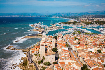 Antibes aerial panoramic view, France