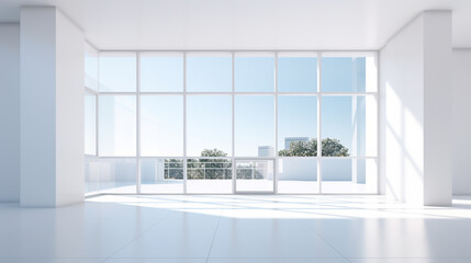 Fototapeta premium empty room with window open space podium made with generative AI