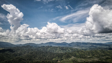 The aerial view of the landscape of Peninsular Malaysia